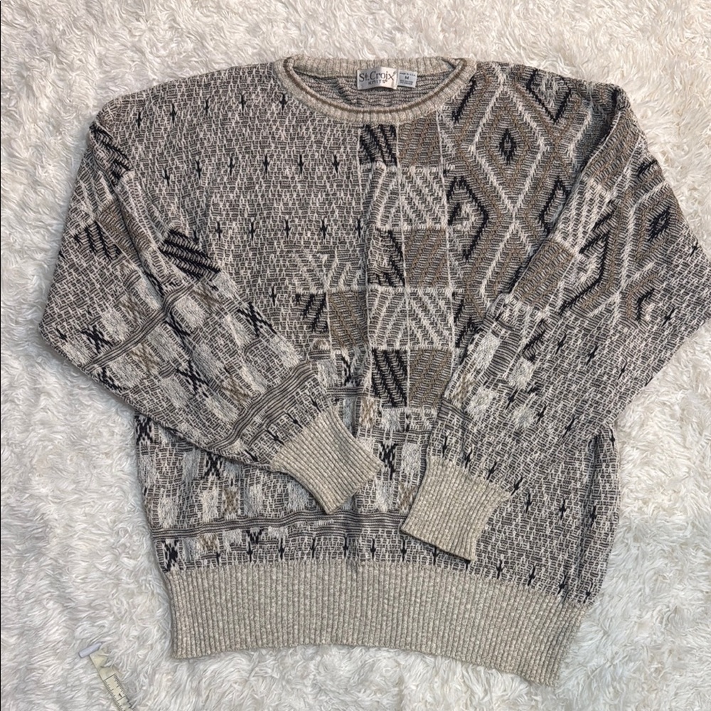 St. Croix Beige Patterned Men's Sweater
